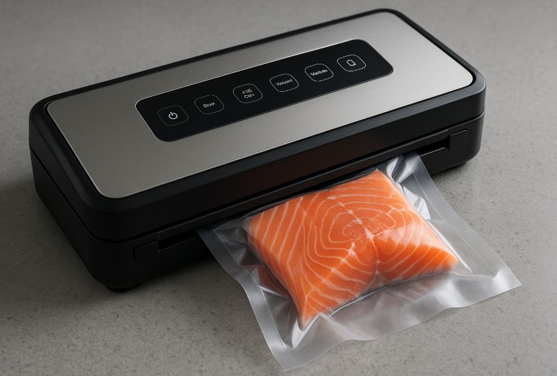 Vakumiergerät und ein vakumierter Lachs